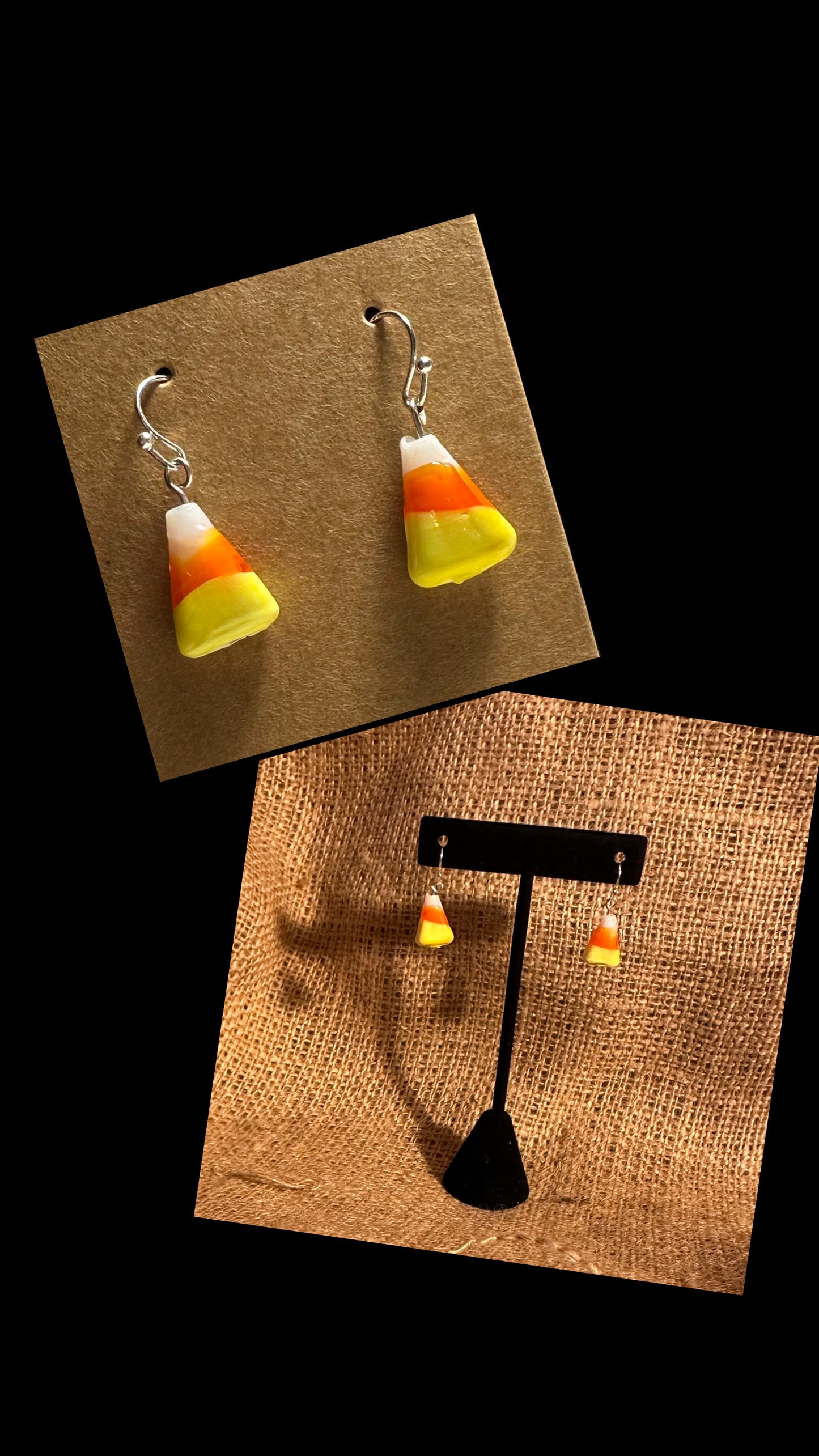 Glass Candy Corn Earrings